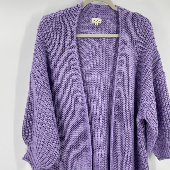 POL S Caroline Cardigan Lavender SMST78 Balloon Sleeve Long Line - Picture 3 of 8